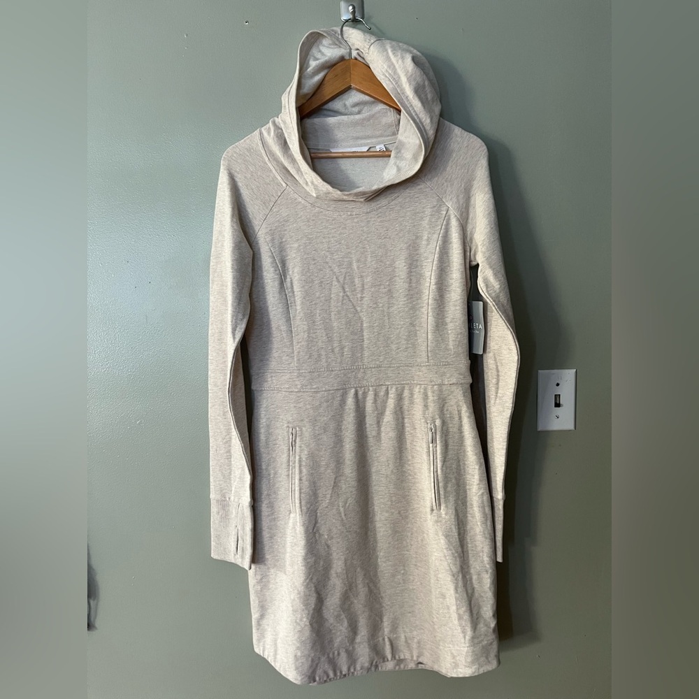 Athleta Power Down Beige  Hooded Dress Athletic ST NWT